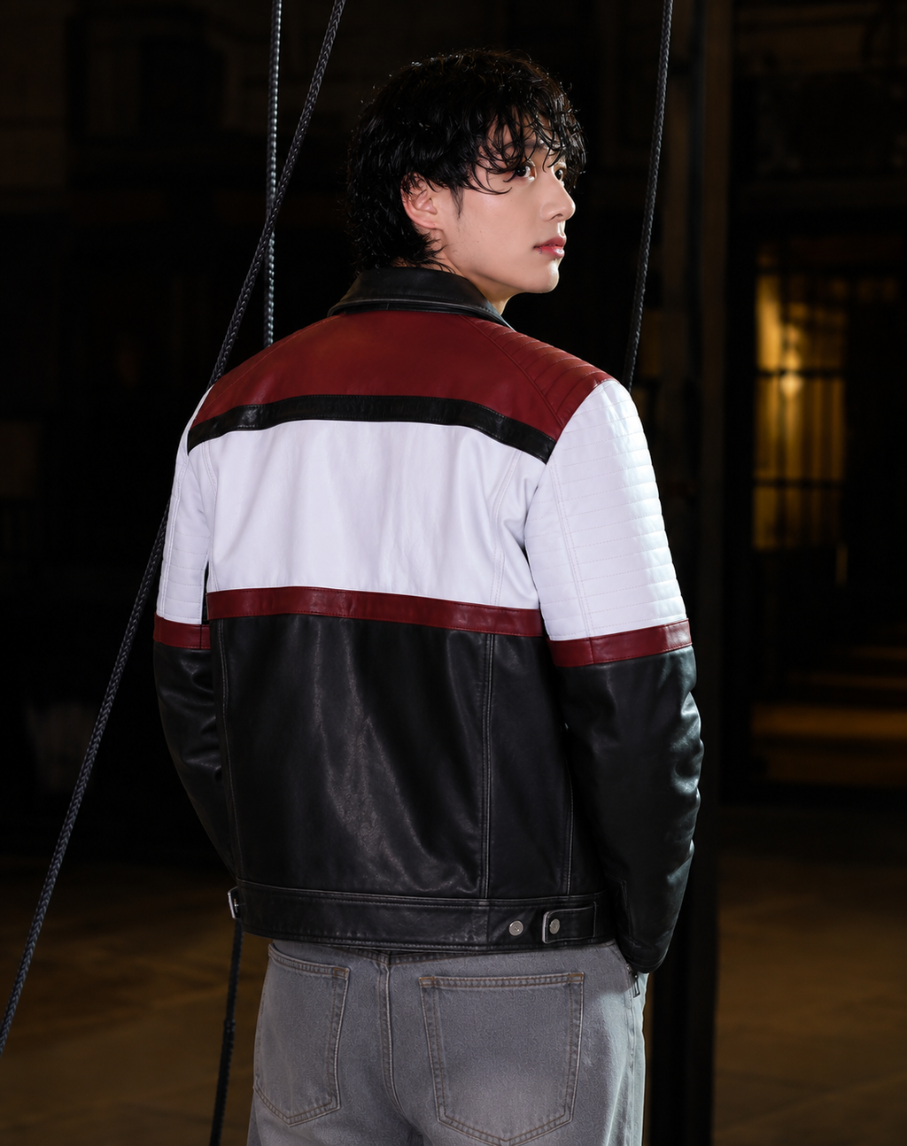 Hollywood Jackets BTS Jung Kook Color Block Leather Jacket