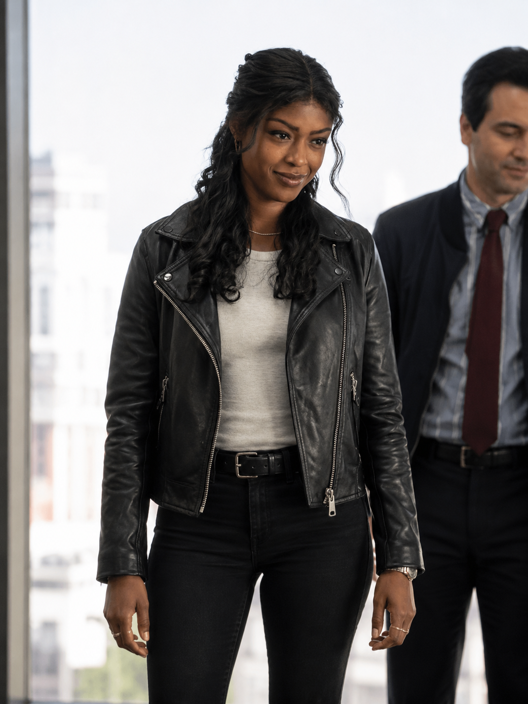 Hollywood Jackets Daphne Forrester Inspired High Potential Black Biker Leather Jacket