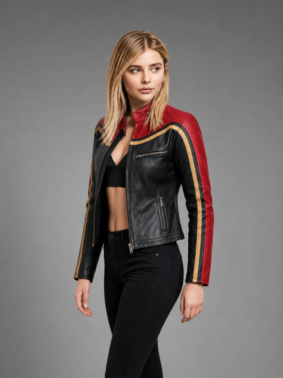 Hollywood Jackets Chloë Grace Moretz Cafe Racer Style Leather Jacket