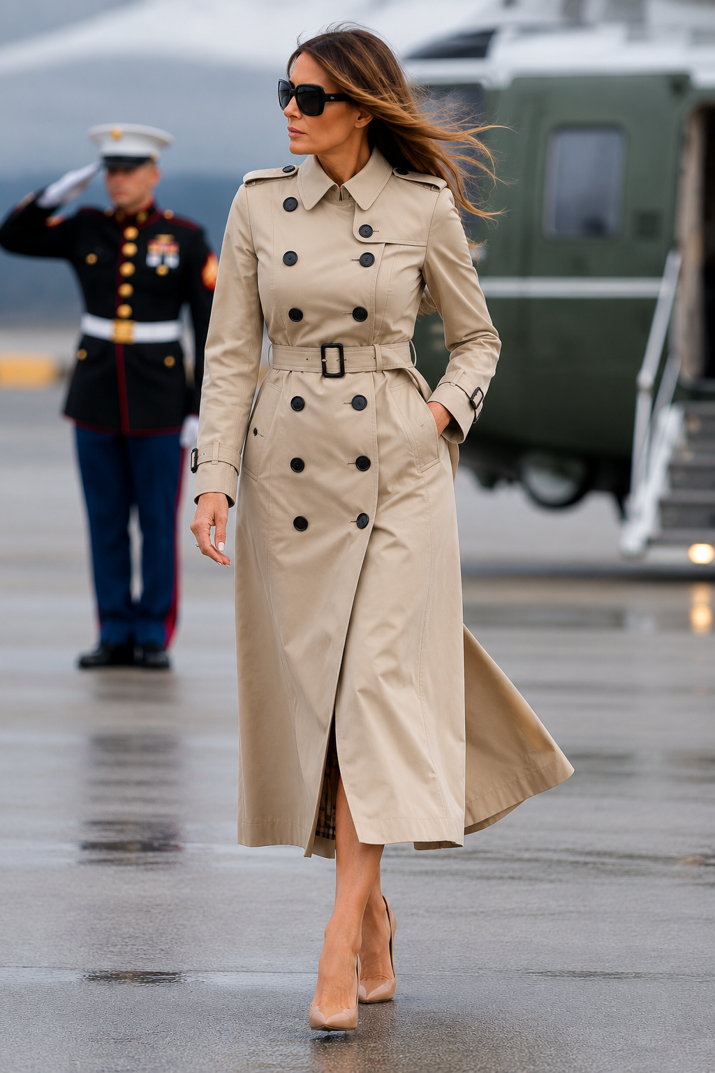 Hollywood Jackets Melania Trump Beige Trench Coat