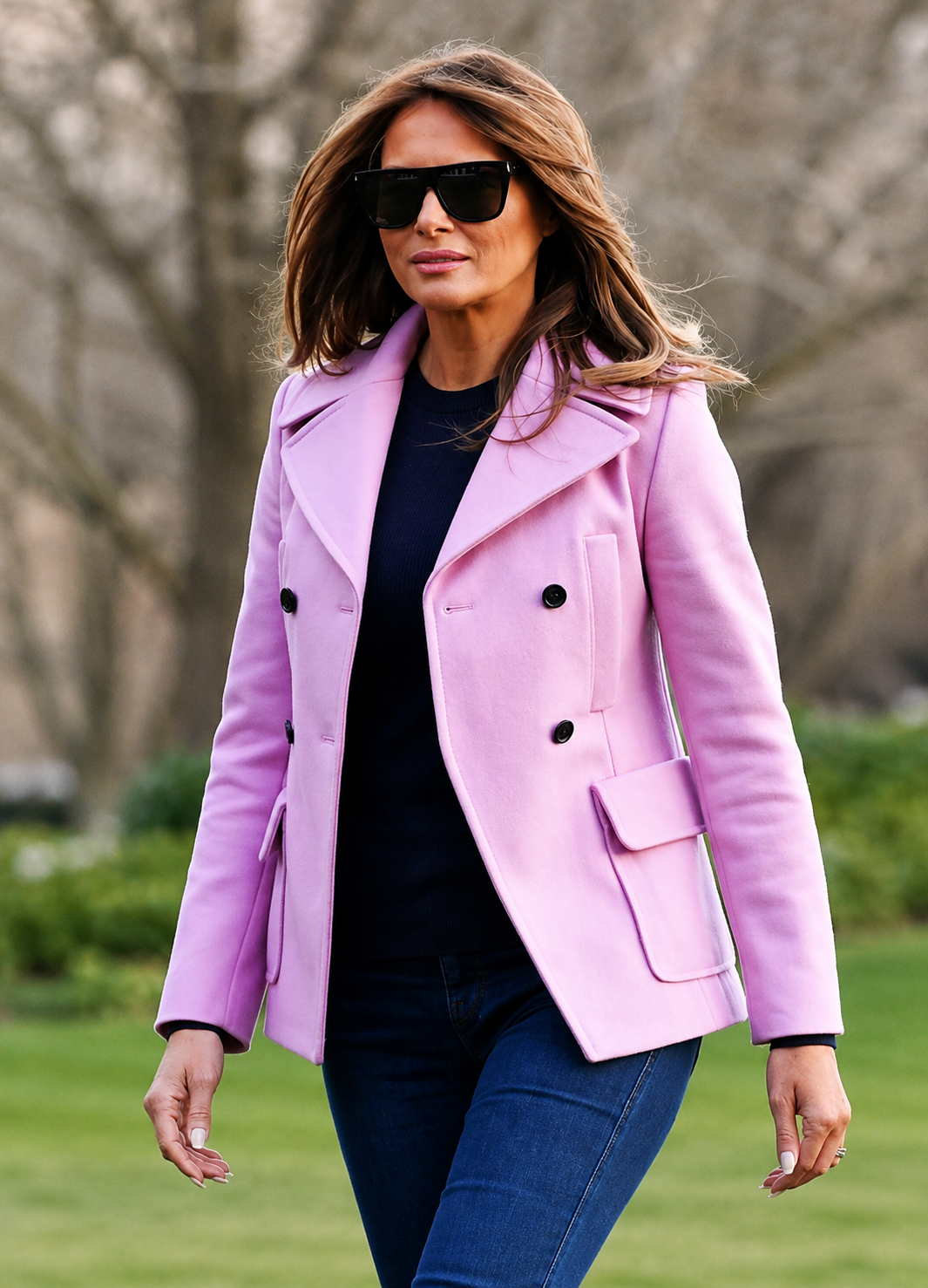 Hollywood Jackets Melania Trump Luxury Blush Pink Coat