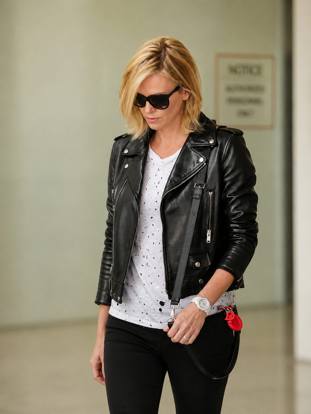 Hollywood Jackets Charlize Theron Black Biker Jacket