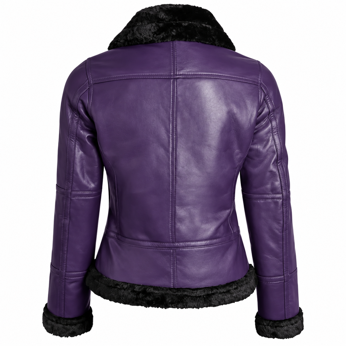 Hollywood Jackets Women’s Purple Shearling Leather Bomber Jacket