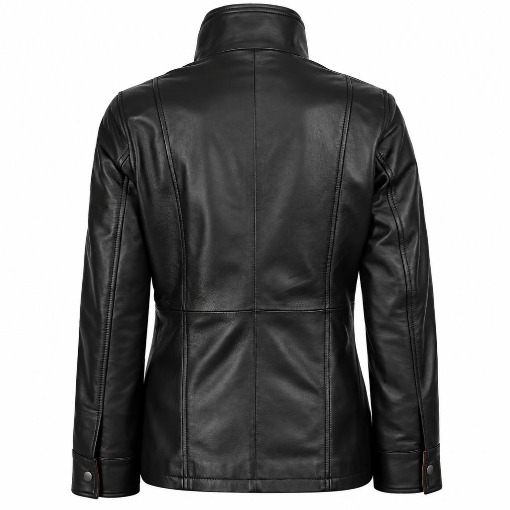 Hollywood Jackets Women’s Erin Wide Lapel Black Leather Jacket