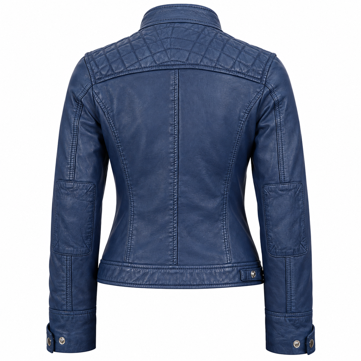 Hollywood Jackets Johnson Women’s Blue Distressed Washed Leather Biker Jacket