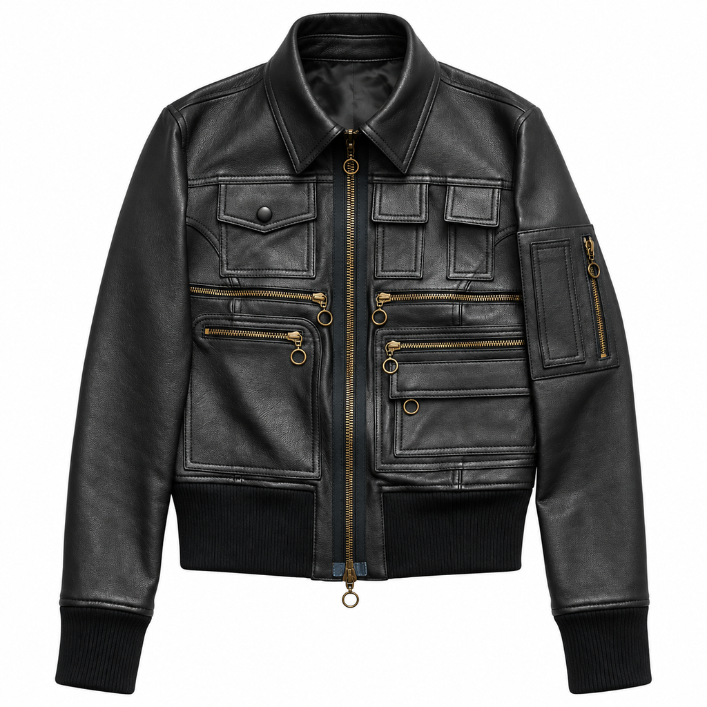 Hollywood Jackets Women’s Aviator Black Bomber Leather Jacket