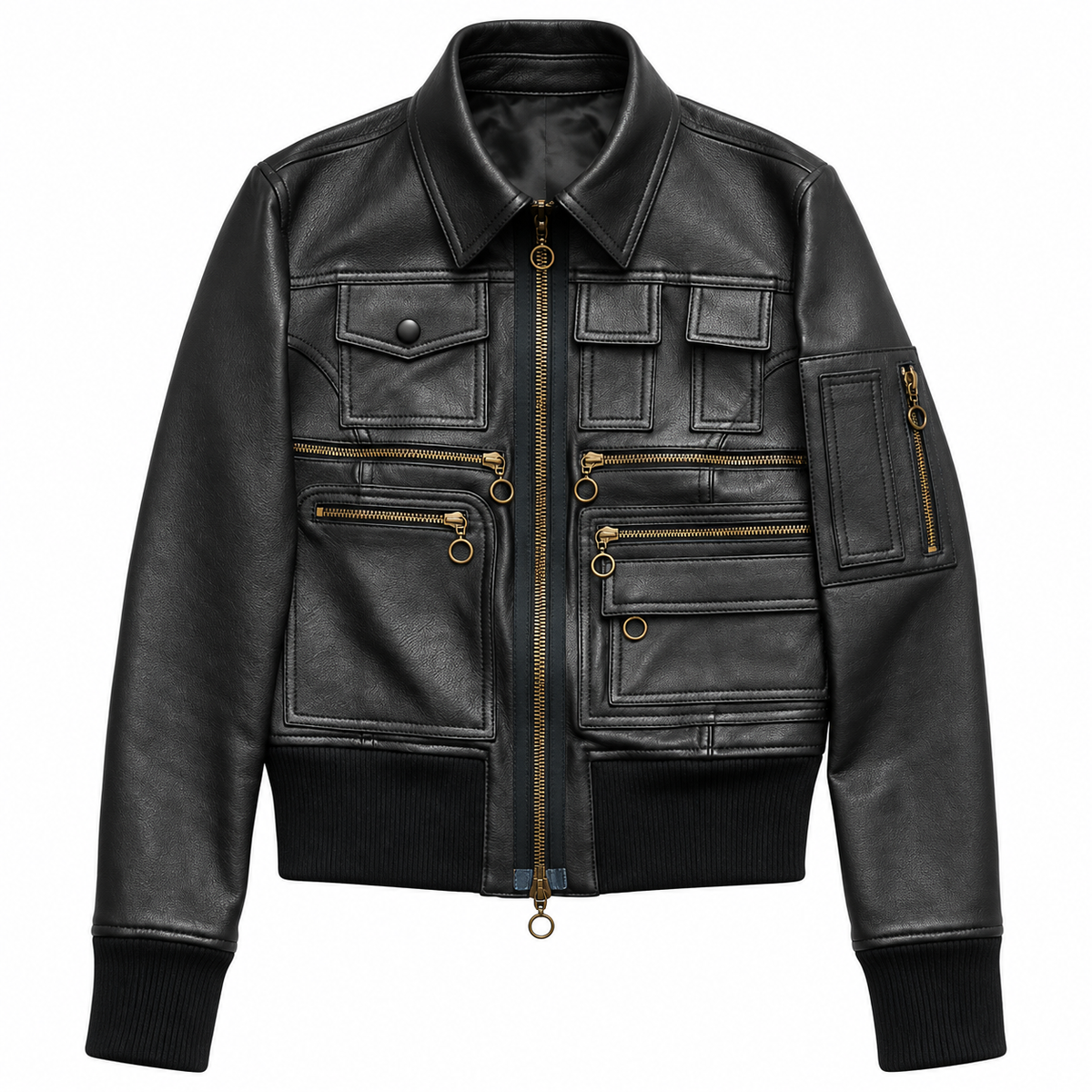 Hollywood Jackets Women’s Aviator Black Bomber Leather Jacket