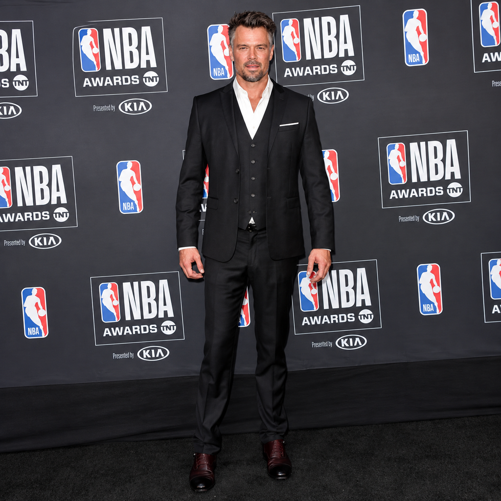 Hollywood Jackets Joshua Duhamel 2018 NBA Awards Black 3 Piece Cotton Suit Men’s