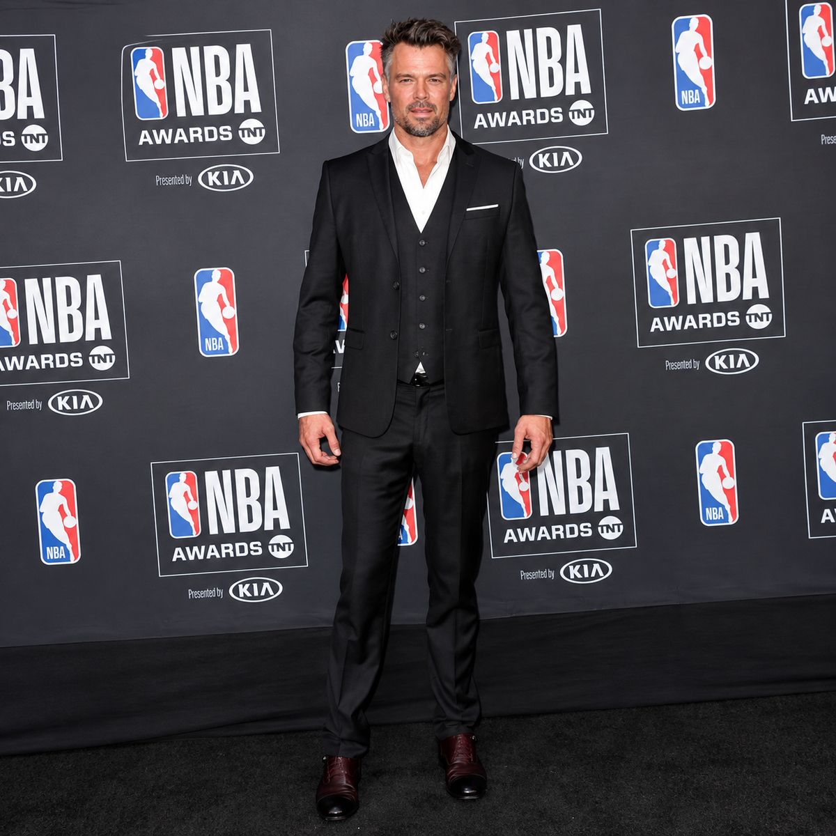 Hollywood Jackets Joshua Duhamel 2018 NBA Awards Black 3 Piece Cotton Suit Men’s