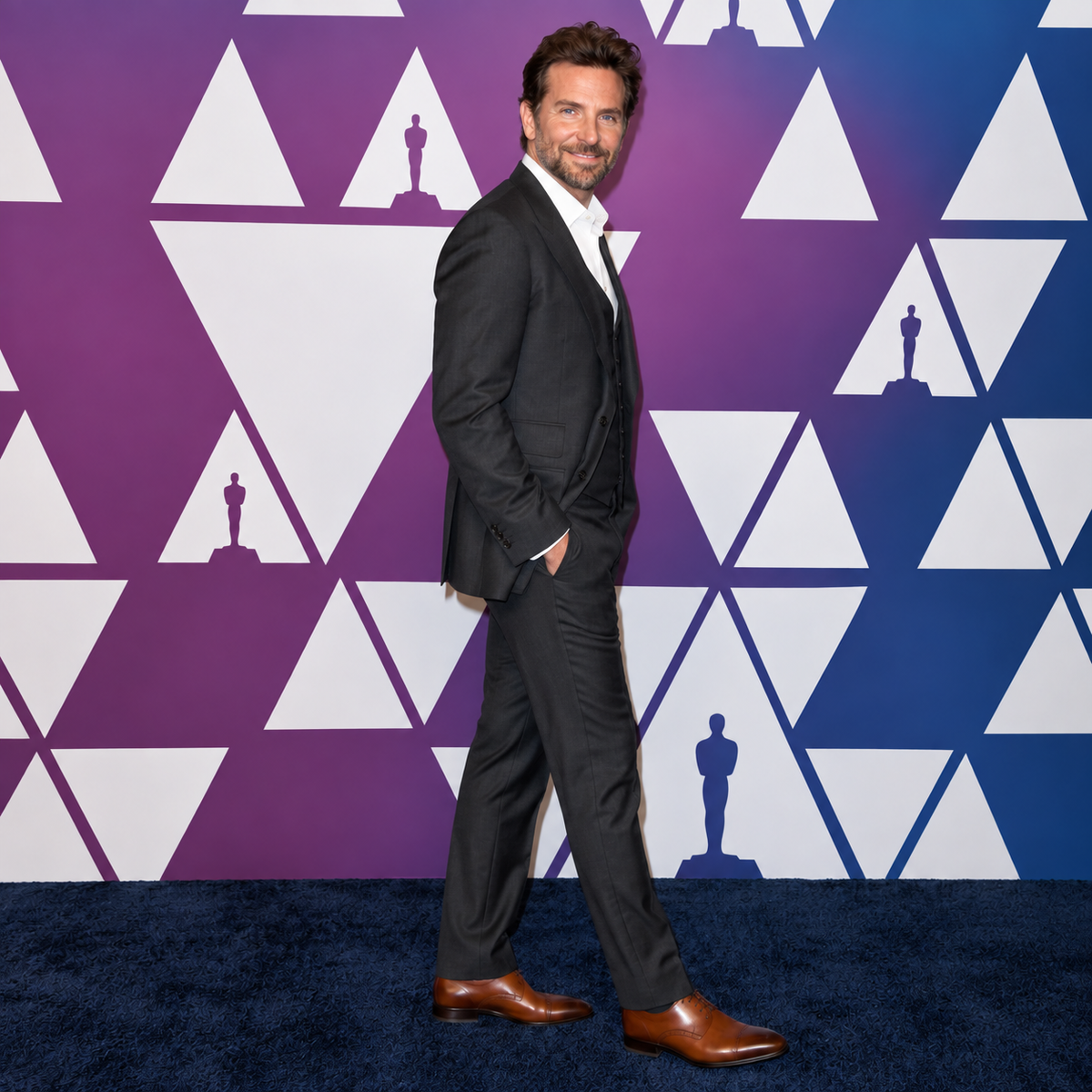 Hollywood Jackets Bradley Cooper 2019 Oscars Luncheon Charcoal Black 3 Piece Wool Suit Men’s
