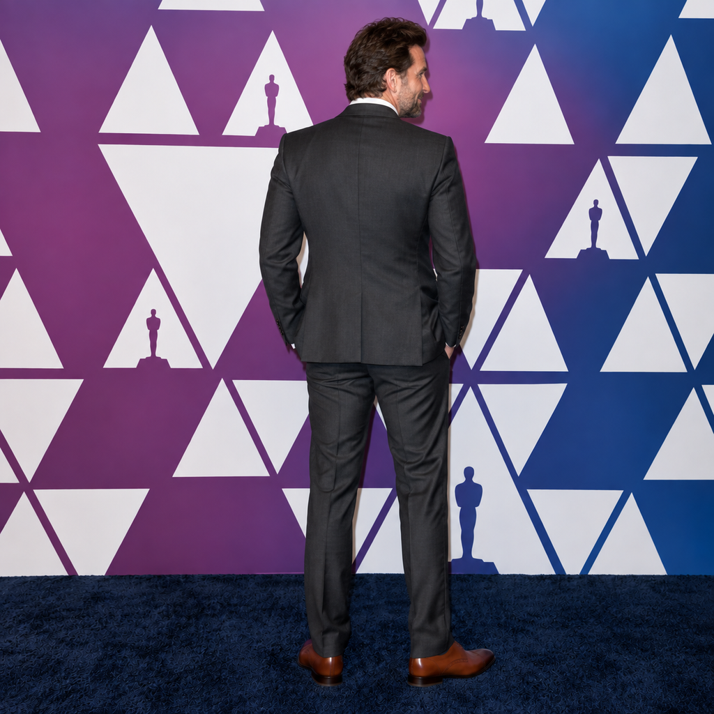 Hollywood Jackets Bradley Cooper 2019 Oscars Luncheon Charcoal Black 3 Piece Wool Suit Men’s