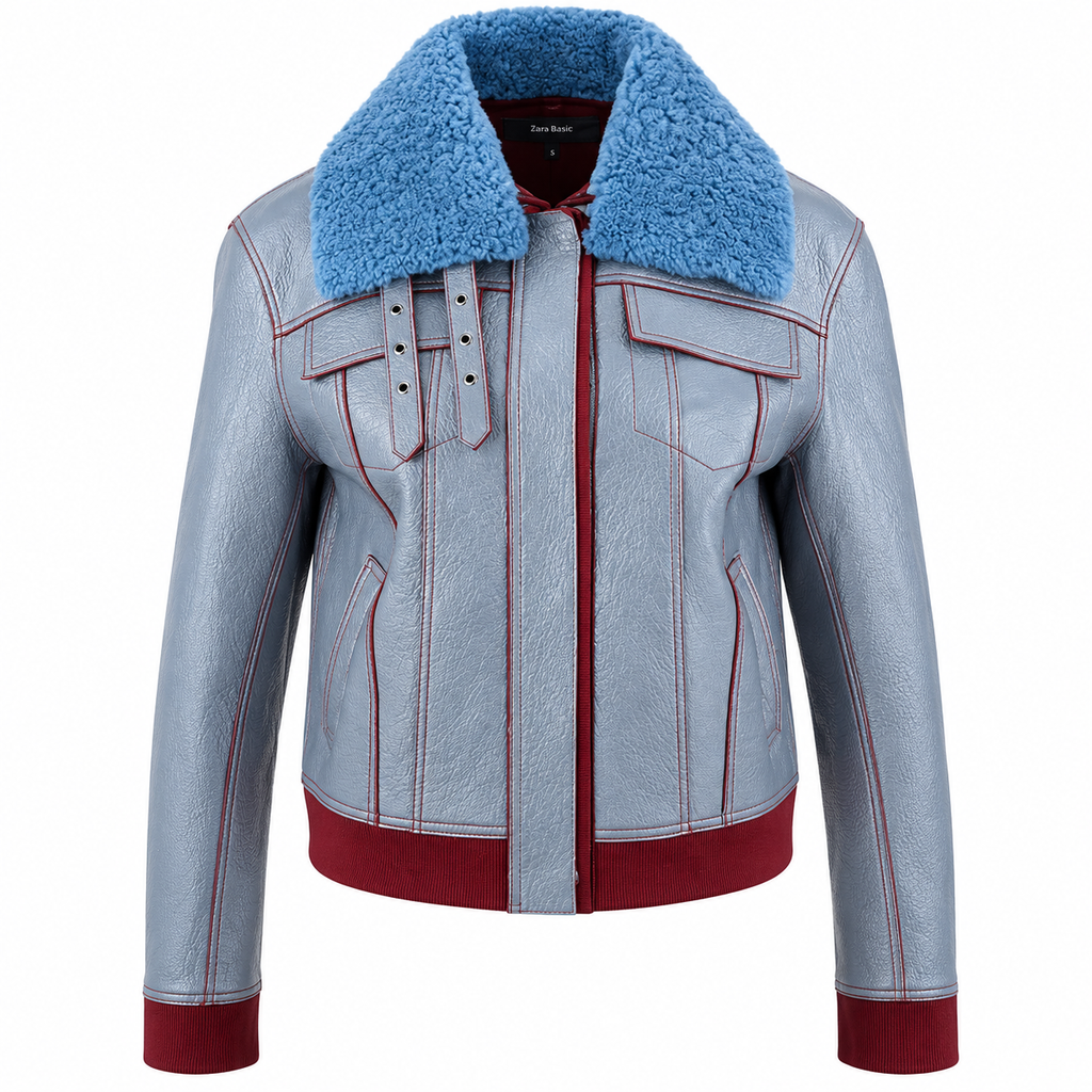 Hollywood Jackets Women’s Love Life Zoe Chao Leather Shearling Bomber Jacket