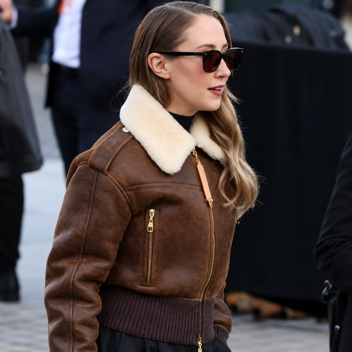 Hollywood Jackets Women’s Erin Doherty PFW 2026 Brown Shearling Leather Jacket