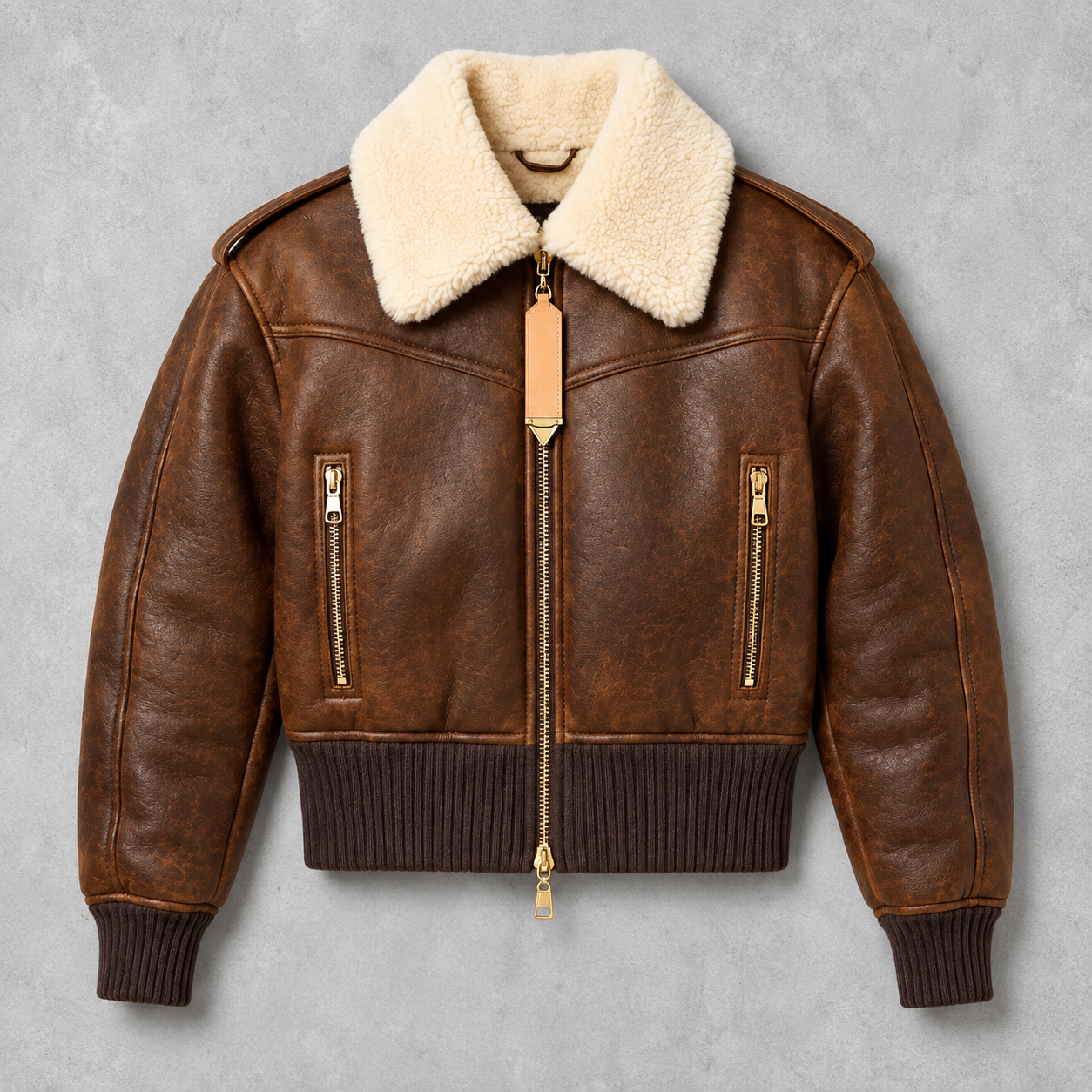 Hollywood Jackets Women’s Erin Doherty PFW 2026 Brown Shearling Leather Jacket