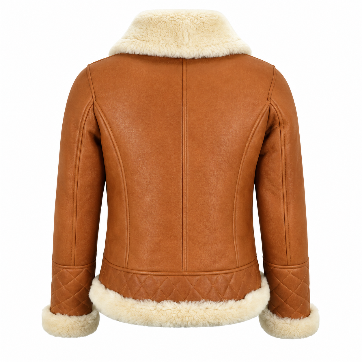 Hollywood Jackets Women’s Tan Brown Sheepskin Shearling Bomber Leather Jacket
