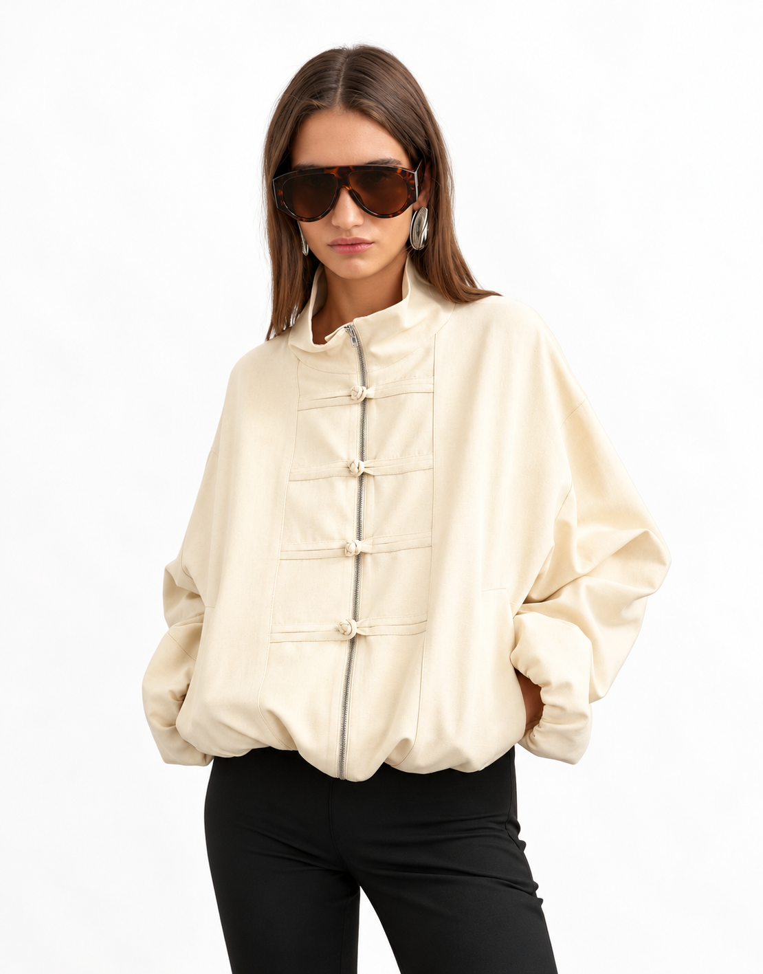 Hollywood Jackets Women’s Topshop Mandarin Collar Bomber Jacket