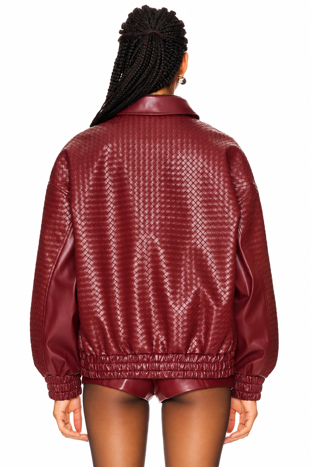Hollywood Jackets Women’s Kenny Burgundy Faux Leather Bomber Jacket