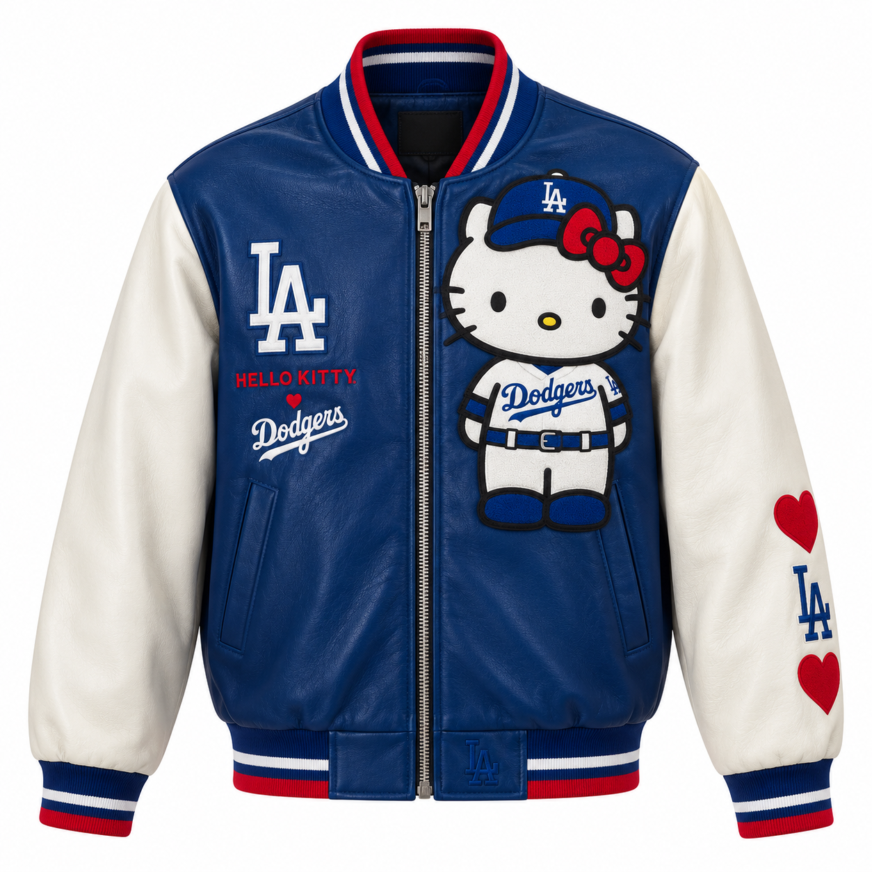Hollywood Jackets Women’s Hello Kitty Dodgers Leather Bomber Jacket