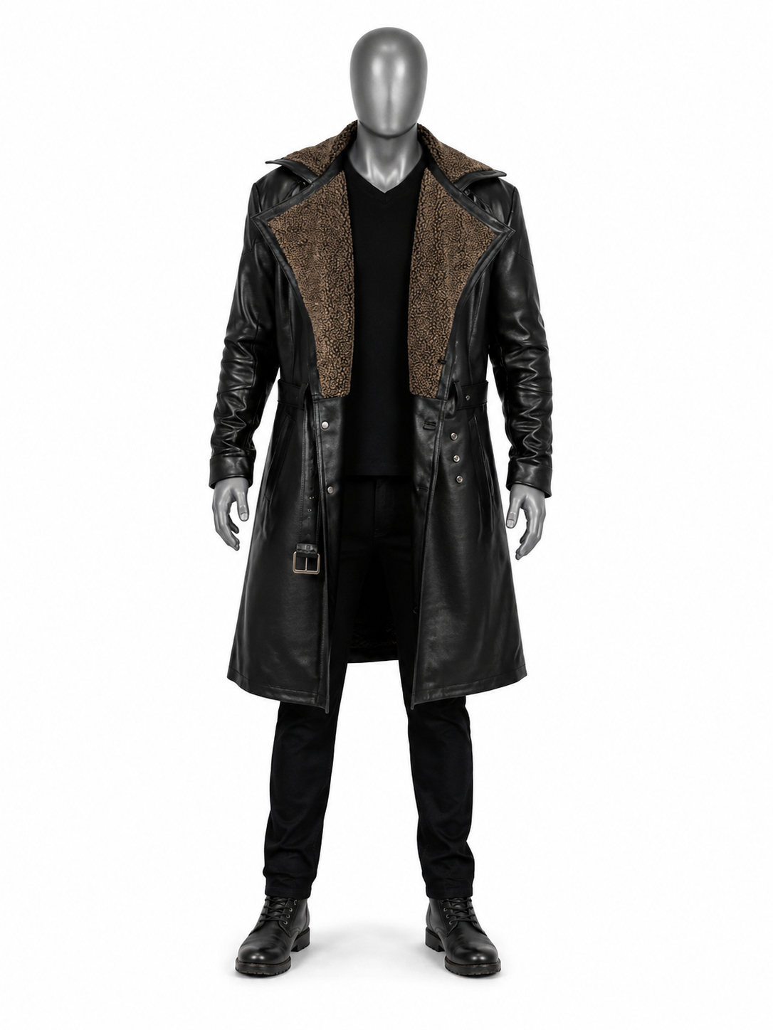 Hollywood Jackets Blade Runner 2049 Ryan Gosling Shearling Leather Trench Coat