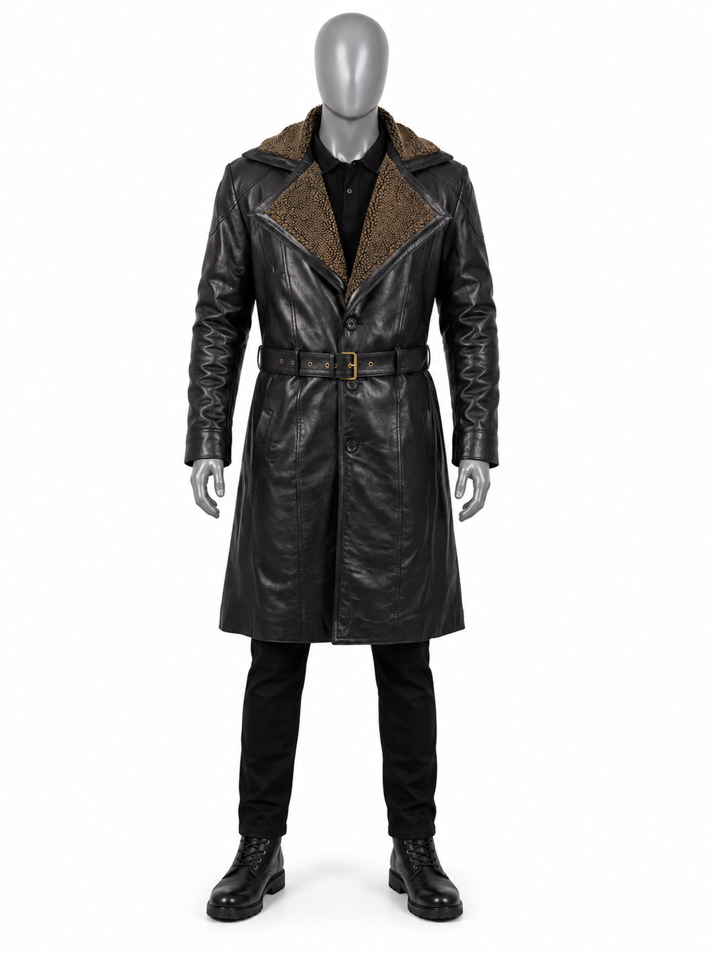 Hollywood Jackets Blade Runner 2049 Ryan Gosling Shearling Leather Trench Coat