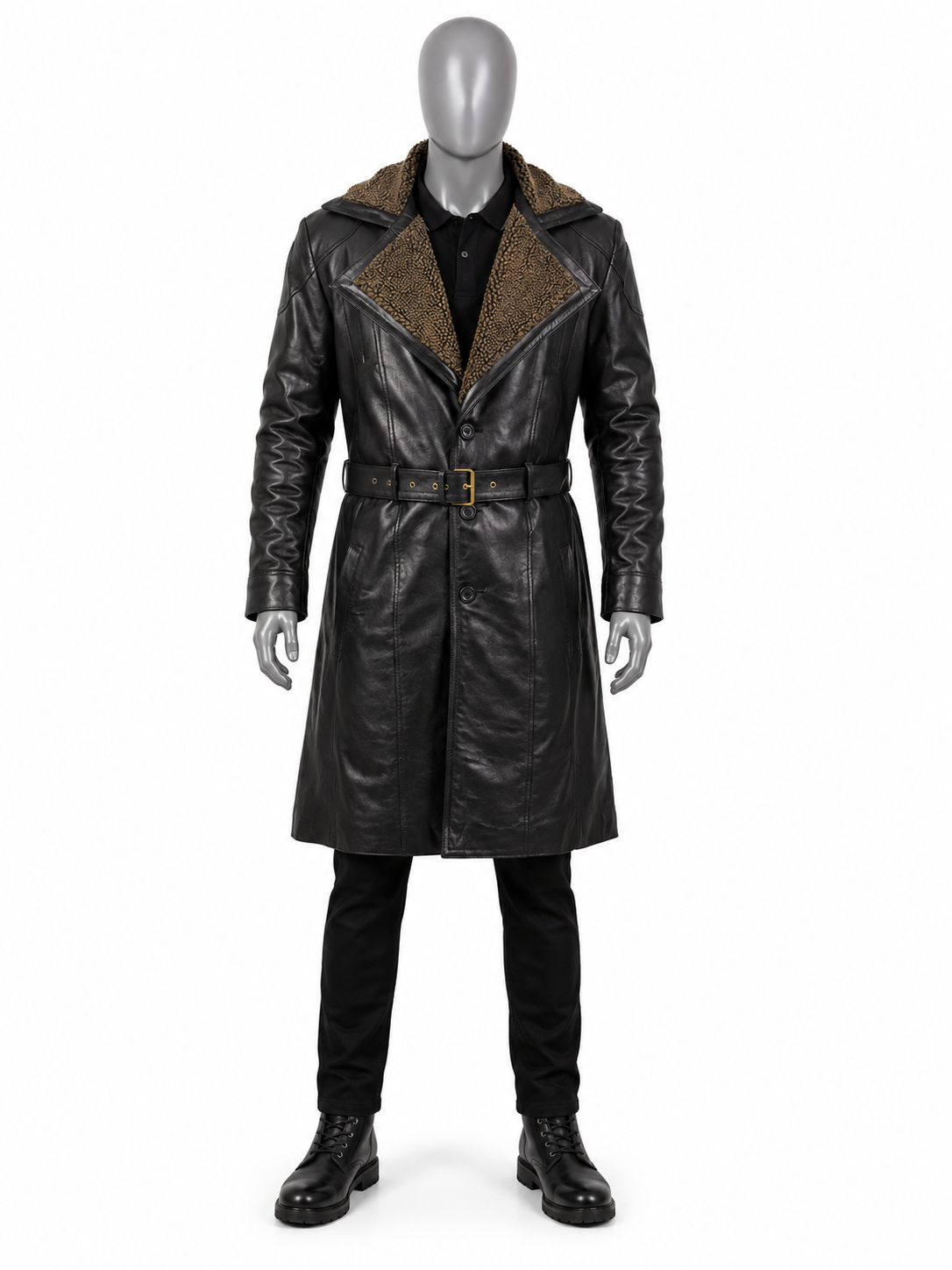Hollywood Jackets Blade Runner 2049 Ryan Gosling Shearling Leather Trench Coat