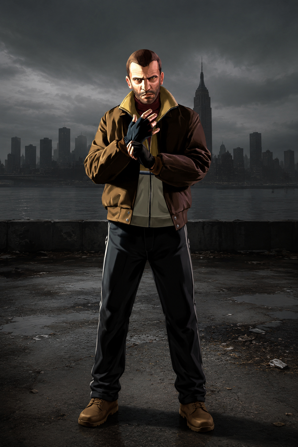 Hollywood Jackets GTA IV Niko Bellic Classic Brown Leather Jacket
