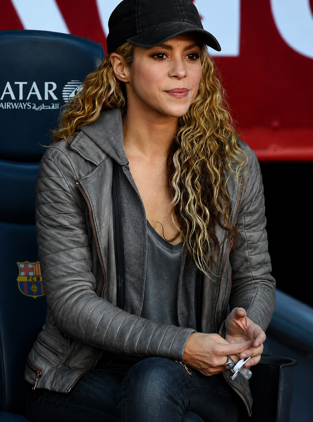 Hollywood Jackets Shakira Isabel Mebarak Grey Biker Leather Jacket