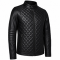 Hollywood Jackets Men's Black Quilted Leather Biker Jacket