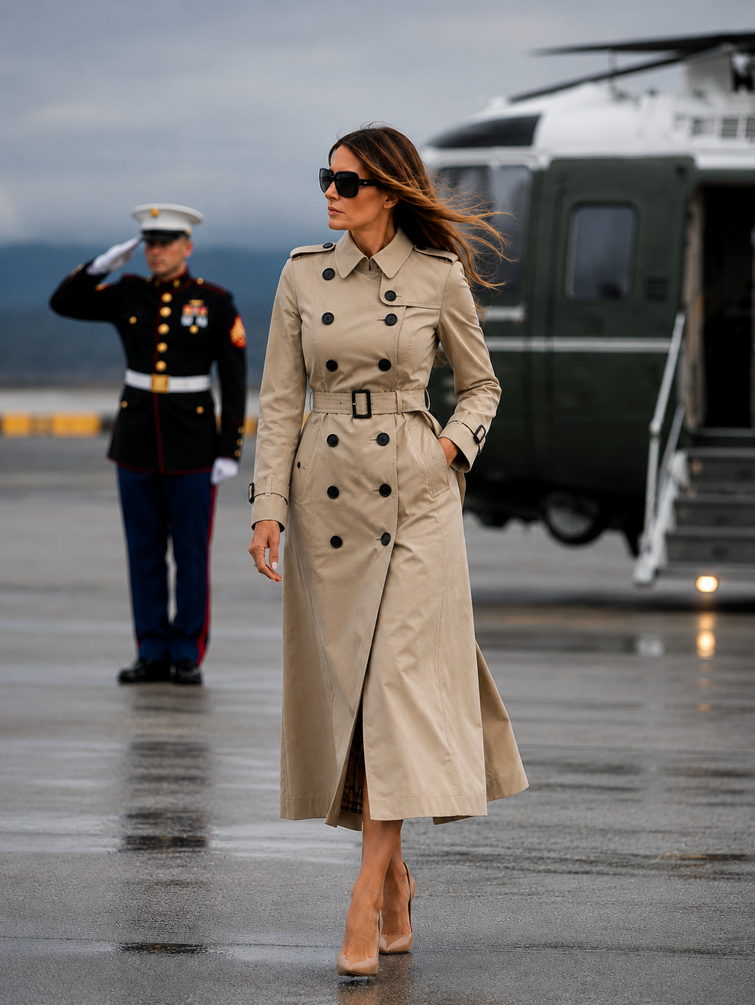 Hollywood Jackets Melania Trump Beige Trench Coat