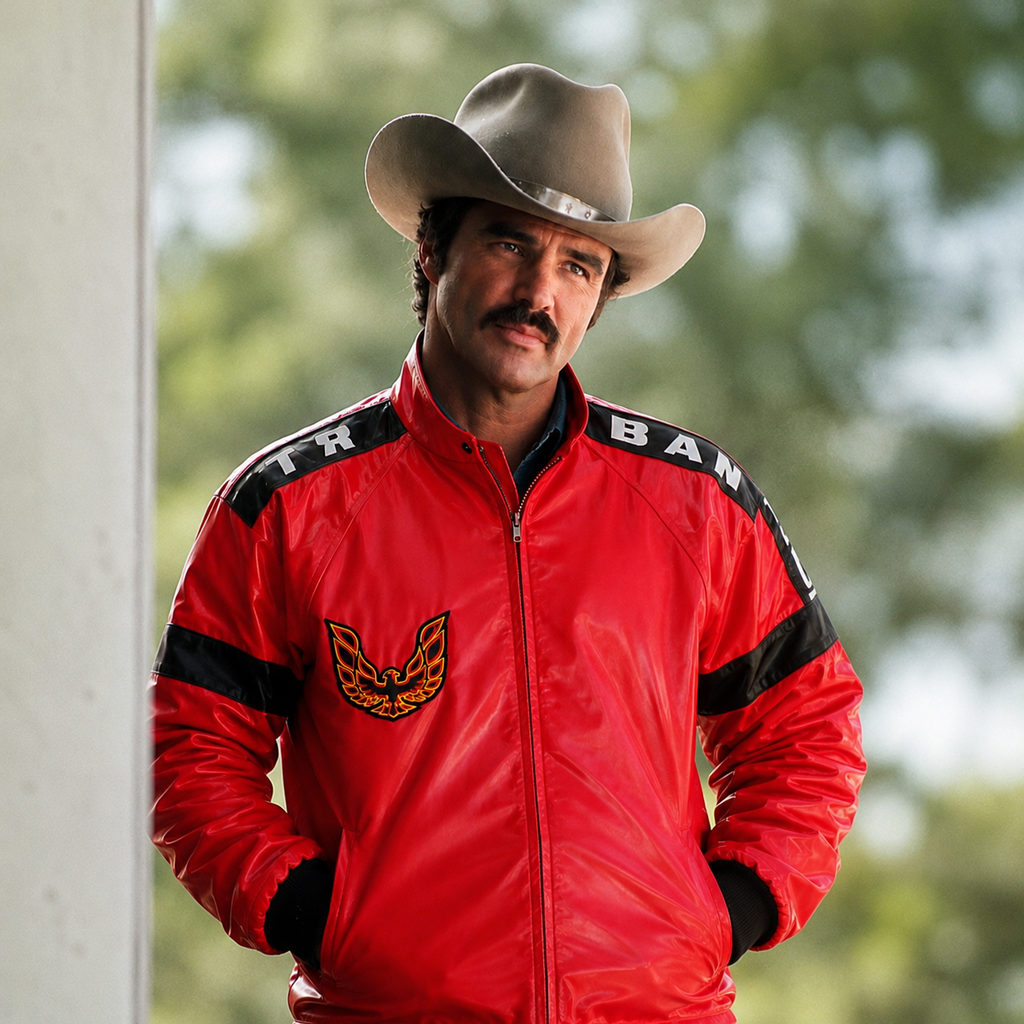 Smokey and the Bandit Burt Reynolds Red Racing Leather Jacket