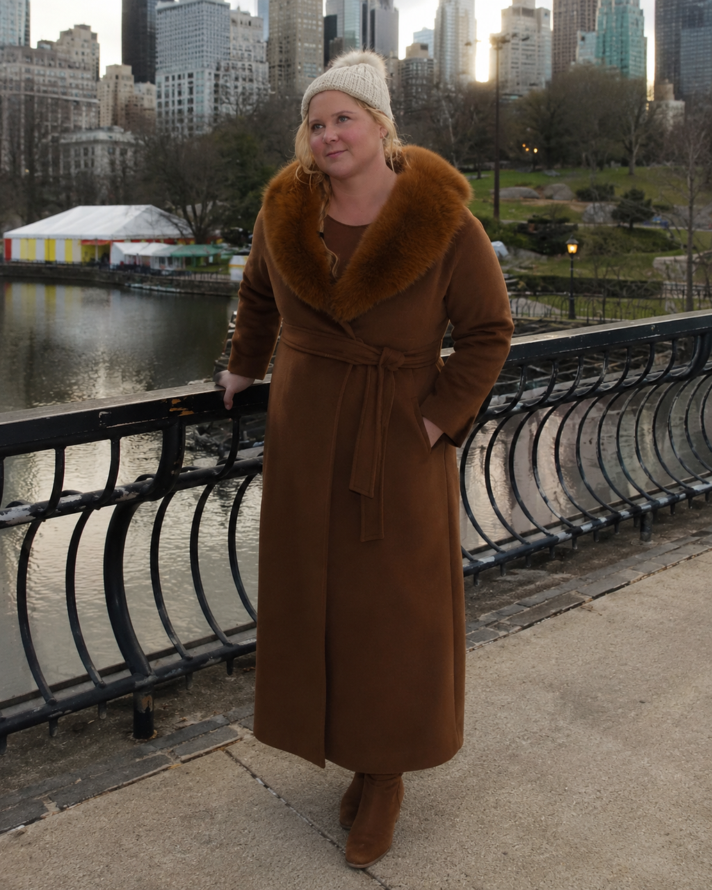Lainy Newton Kinda Pregnant 2025 Brown Wool Coat