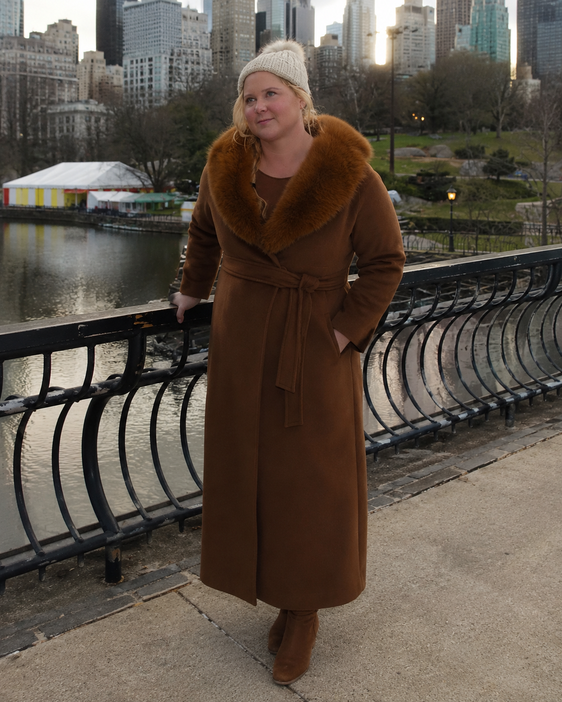 Lainy Newton Kinda Pregnant 2025 Brown Wool Coat