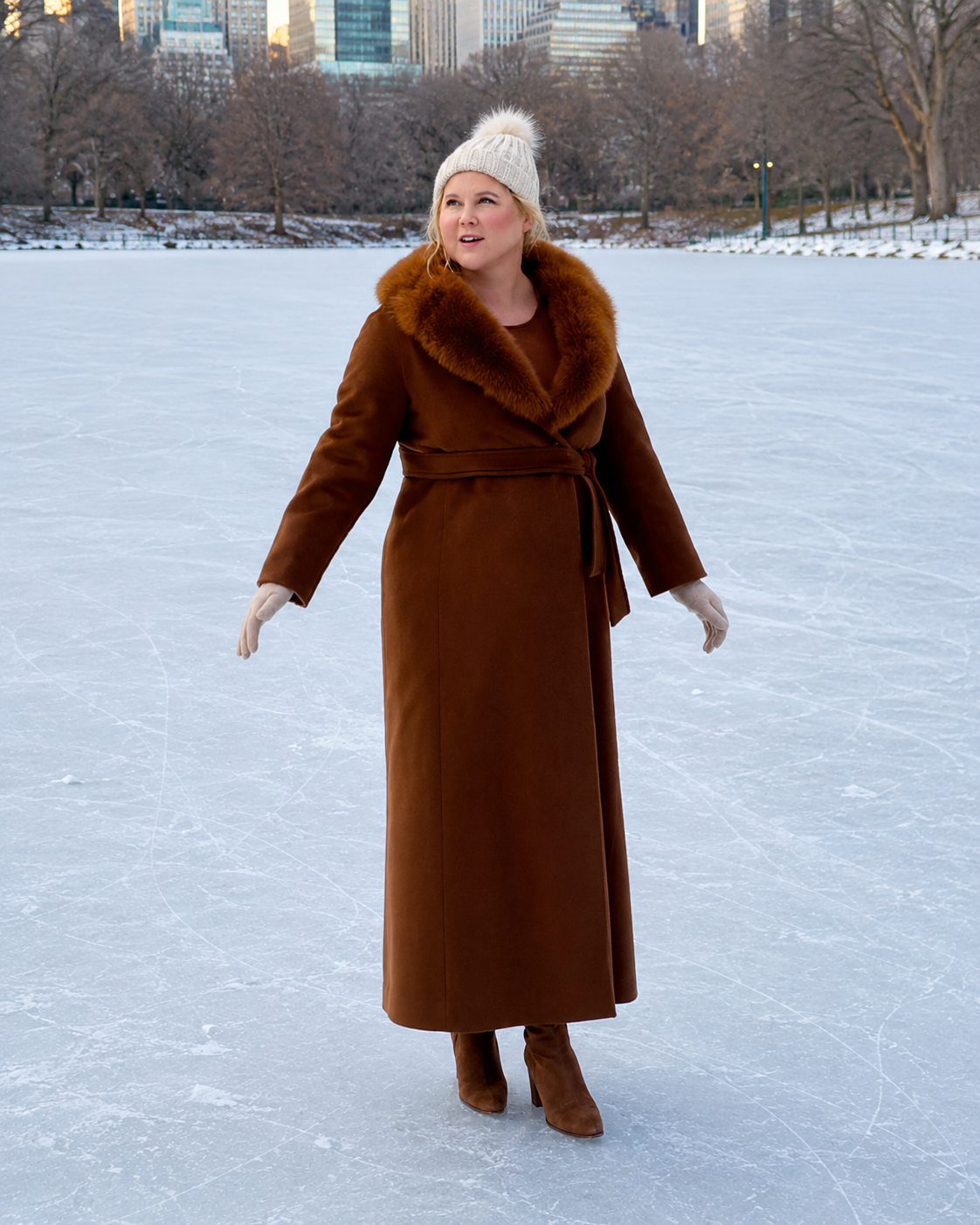 Lainy Newton Kinda Pregnant 2025 Brown Wool Coat