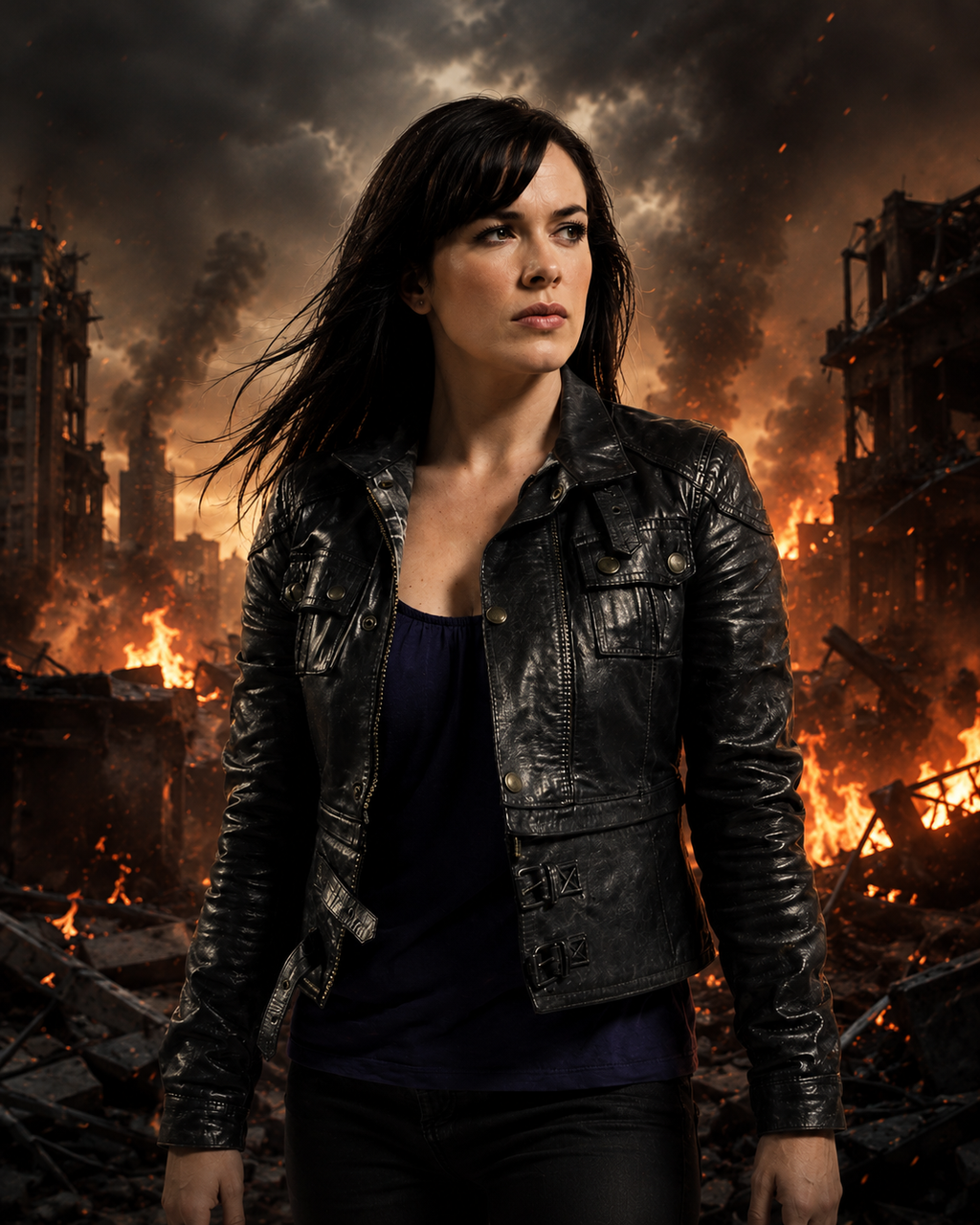 Hollywood Jackets Eve Myles Torchwood Gwen Cooper Biker Leather Jacket
