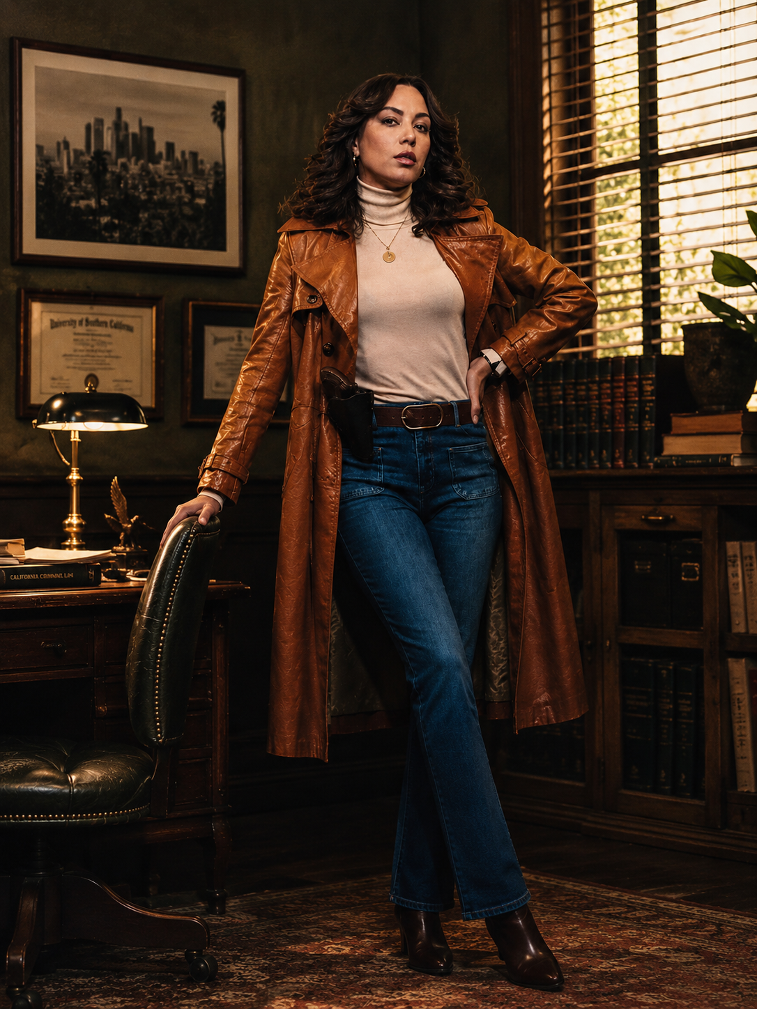 Mishel Prada KD The Continental Brown Leather Coat