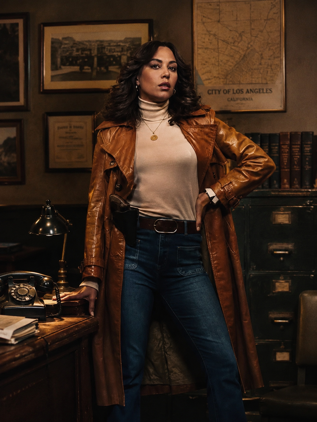 Mishel Prada KD The Continental Brown Leather Coat