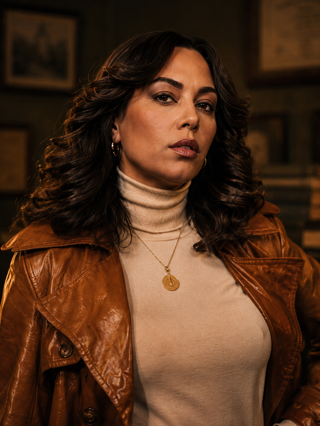 Mishel Prada KD The Continental Brown Leather Coat