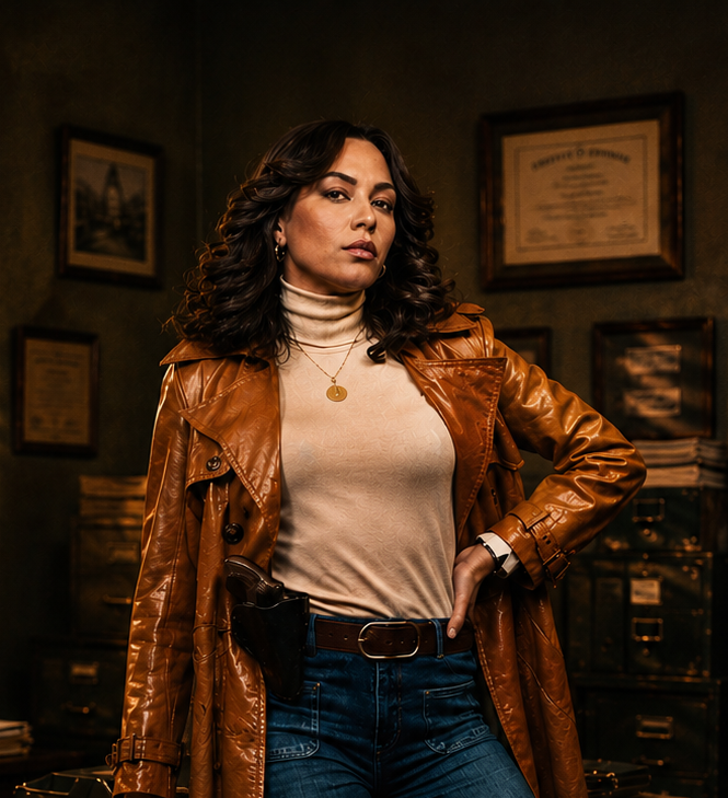 Mishel Prada KD The Continental Brown Leather Coat
