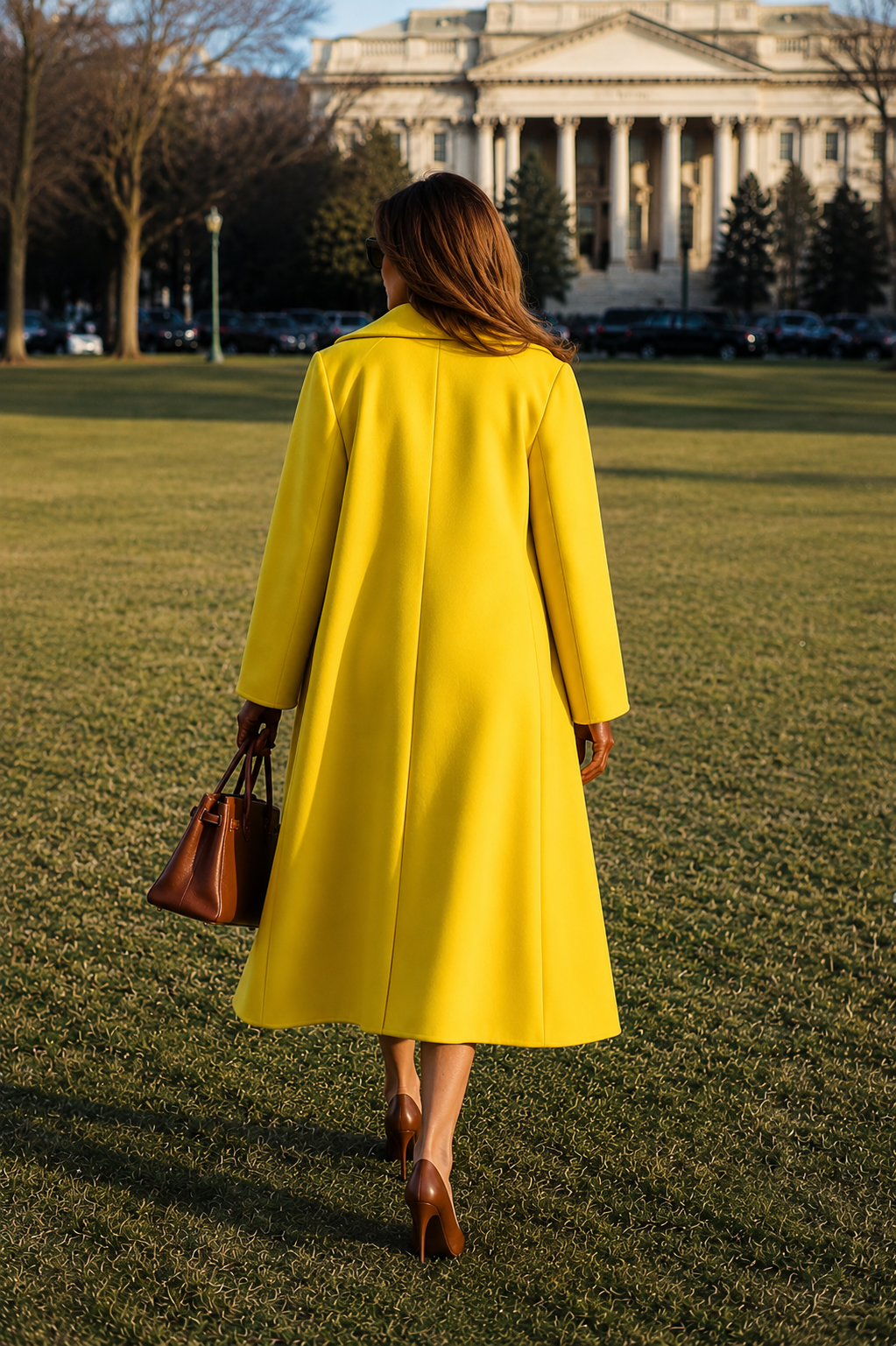Hollywood Jacket Melania Trump Women’s Luxury Yellow Long Coat