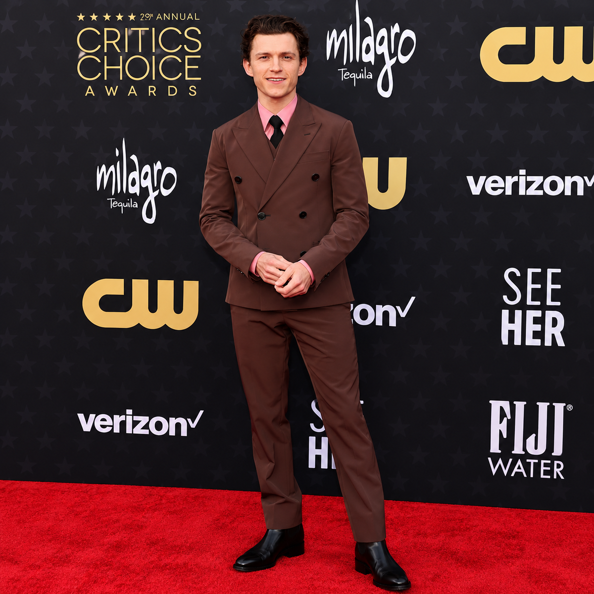 Hollywood Jackets Men's Brown Double-Breasted Suit