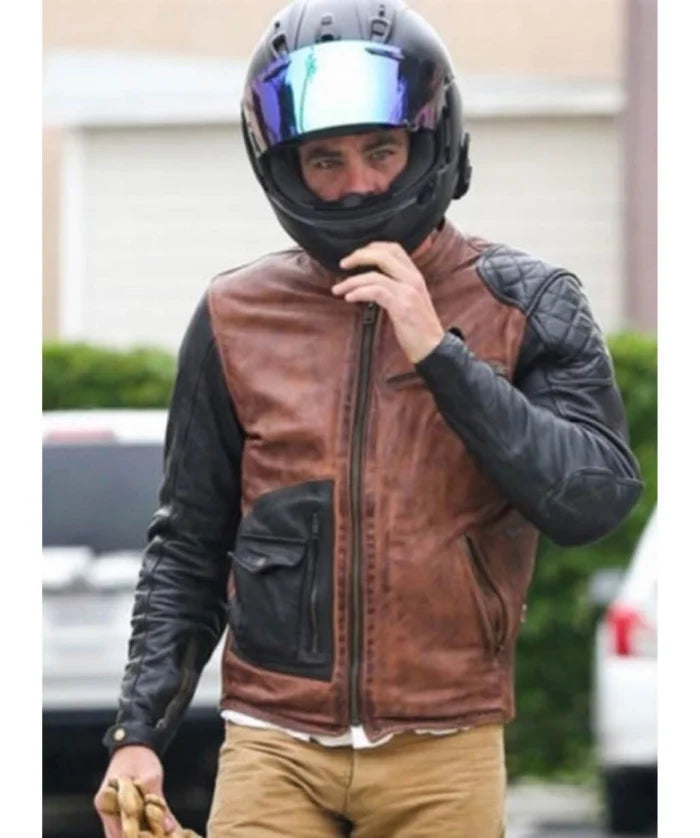 Chris Pine Biker Leather Jacket