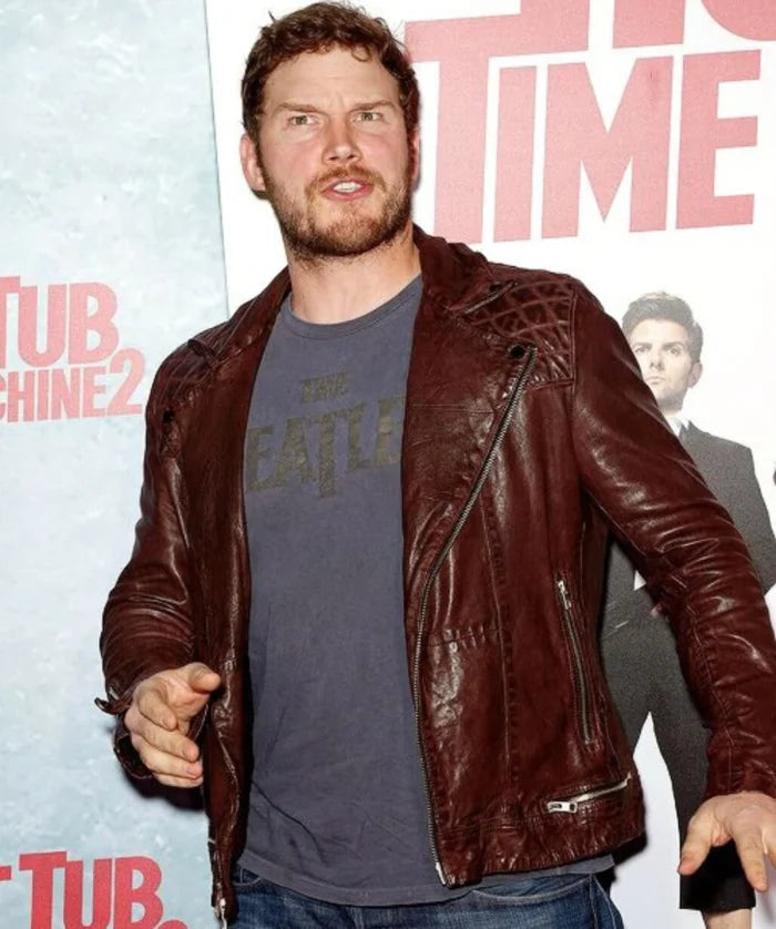 Brown Biker Leather Jacket Inspired by Chris Pratt