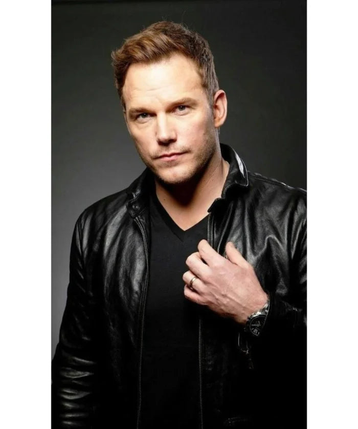 Chris Pratt Inspired Black Leather Jacket