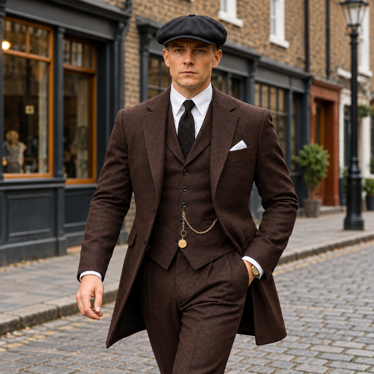 Hollywood Jackets Cillian Murphy Peaky Blinders Thomas Shelby Brown Tweed 3 Piece Suit Men’s