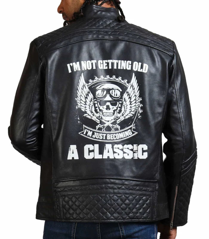 Men’s Classic Black Quilted Motorcycle Leather Jacket