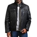 Men’s Classic Black Quilted Motorcycle Leather Jacket