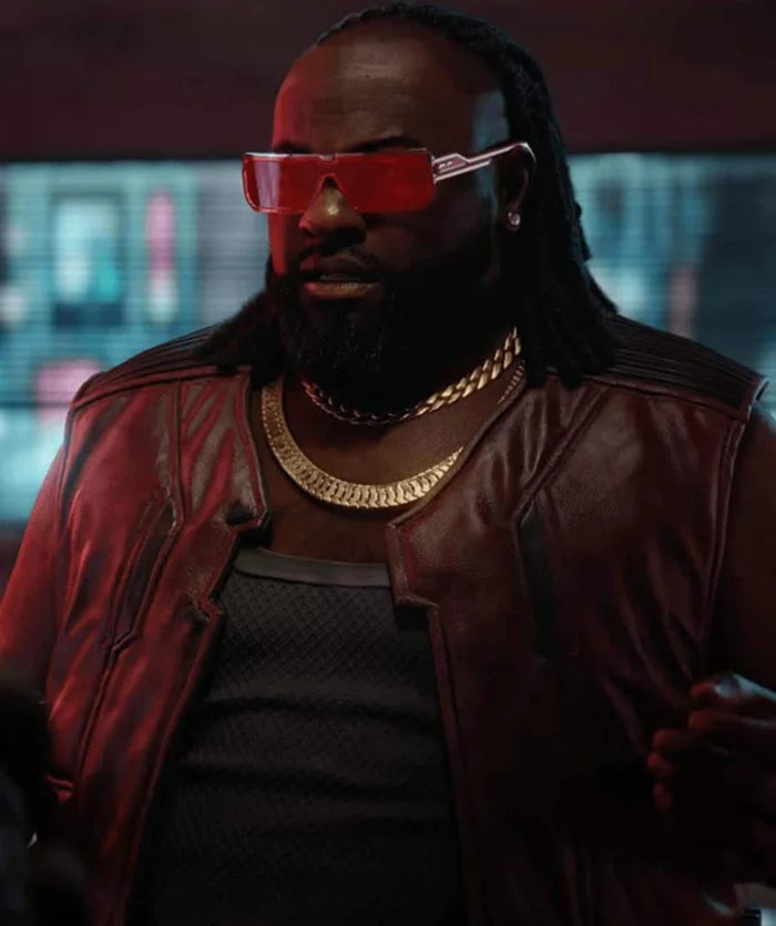 Hollywood Jackets Cyberpunk 2077 Dexter DeShawn Orange Leather Vest
