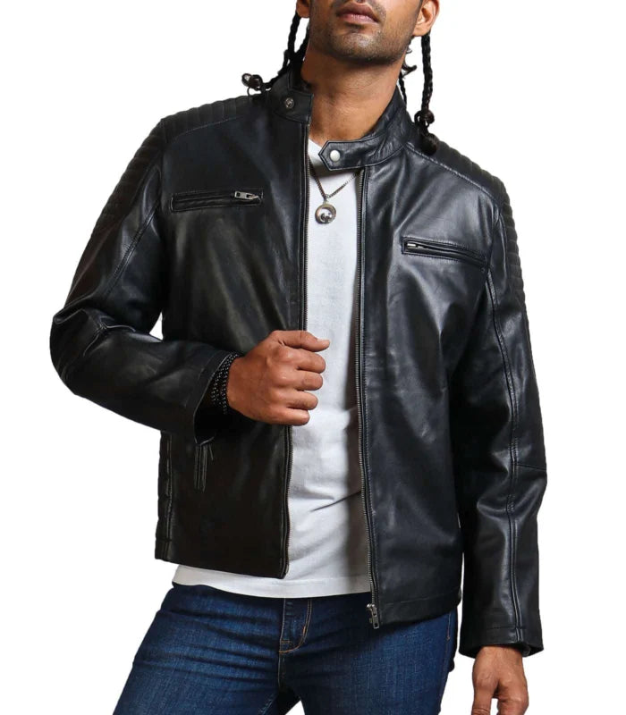 Riding Skeleton Boda Biker Leather Jacket
