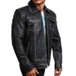 David Star Inspired Men’s Vintage Cowhide Leather Jacket