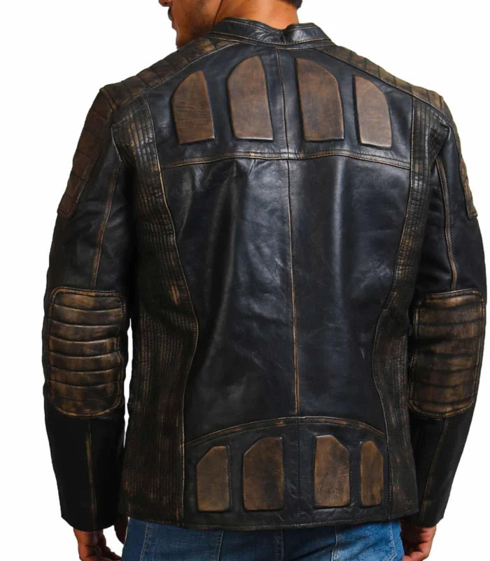 Premium Distressed Black Motorcycle Leather Jacket